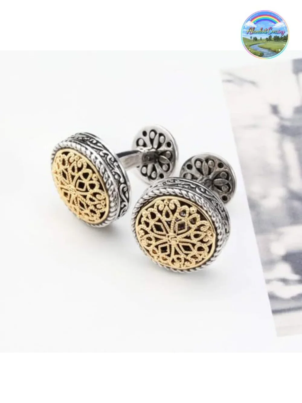 18K Gold Plated Cuff Links for Men Vintage Celtic Knot Gift Box